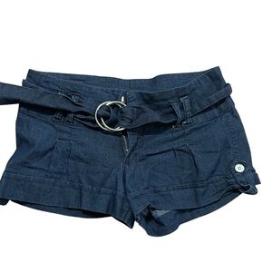 Vintage Bongo Y2K 2000s Ultra Short Navy Belted Shorts Junior Size 9